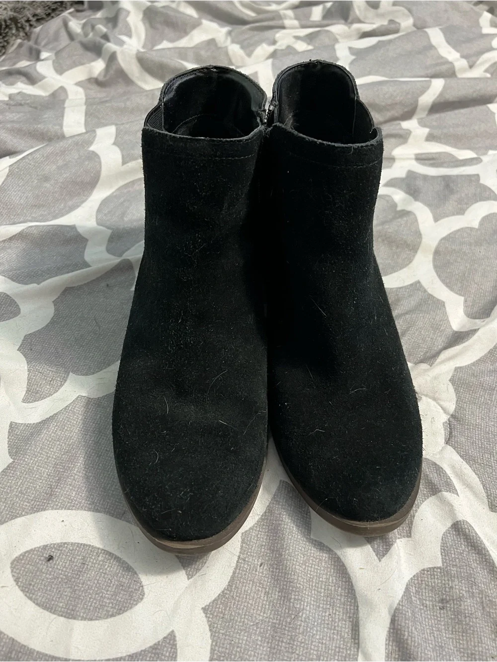 Kensie Black Suede Ankle Booties with Low Heel